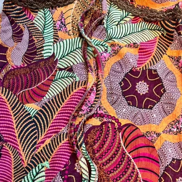 Floral Print Boho Cami Mini Dress V-Neck Lace Detail Tie Front - Picture 8 of 9